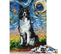 Puzzle da 1000 pezzi "Border Collie" nella notte stellata per adulti. Puzzle impegnativi e stimolanti per bambini adulti, 1000 pezzi (75x50 cm).