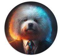 Puzzle da 1000 pezzi Boss Bichon Frise, puzzle rotondi da 1000 pezzi per adulti, design intricato per adolescenti, decorazioni fai da te e divertimento che stimola il cervello, 67,5x67,5 cm.