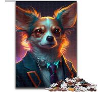 Puzzle da 1000 pezzi "Boss Chihuahua" in legno, regalo perfetto per bambini dai 14 anni in su, 50x75cm, divertente lavoretto per tutta la famiglia, perfetto per compleanni e feste