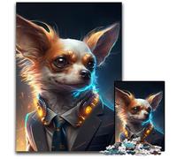 Puzzle da 1000 pezzi Boss Chihuahua per adulti, perfetto per Halloween, Natale, regalo di compleanno 50x75CM/19,68x29,52 pollici