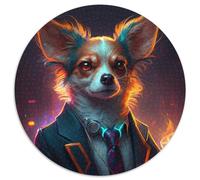 Puzzle da 1000 pezzi Boss Chihuahua, puzzle di carta rotondi, rompicapo impegnativo per adolescenti, divertente serata di giochi in famiglia (67,5x67,5 cm)