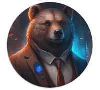 Puzzle da 1000 pezzi Boss Orso Bruno, puzzle di carta rotondi, giocattoli, regalo educativo, intellettuale, rilassante, divertente, gioco per famiglie (dimensioni 67,5x67,5 cm)