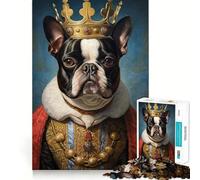 Puzzle da 1000 pezzi Boston Terrier The King Perfect Edge Play,gioco di allenamento mentale,divertimento a gioco lento,regalo di compleanno 38x26cm