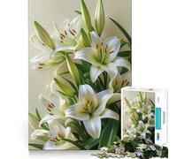 Puzzle da 1000 pezzi "Bouquet di Gigli Bianchi" per Adolescenti,gioco di memoria,incastro perfetto,nessun pezzo che si stacca,ideale da portare in viaggio,gioco per allenare la mente,regalo (38x26cm)