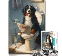 Puzzle da 1000 pezzi "Bovaro bernese nella toilette" per adulti e adolescenti, aiuta il cervello a esercitare i giocattoli avvincenti per coltivare la pazienza, adatto alle coppie, 50x75cm