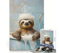 Puzzle da 1000 pezzi "Bradipo che fa il bagno" per adulti, regalo, gioco per allenare la mente, rilassante, artistico, da assemblare, regalo memorabile 38x26cm