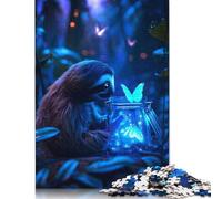 Puzzle da 1000 pezzi "Bradipo con farfalla" per adulti, difficoltà elevata, rafforza le relazioni tra i membri della famiglia (38x26 cm)