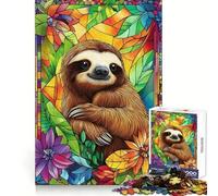 Puzzle da 1000 pezzi "Bradipo in vetrata" per adolescenti, gioco di logica, antistress, taglio preciso, regalo artistico 38x52cm