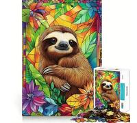 Puzzle da 1000 pezzi "Bradipo in vetrata" per adolescenti, gioco di logica, antistress, taglio preciso, regalo artistico 38x52cm