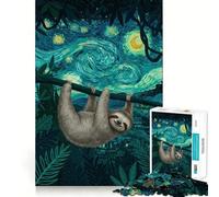 Puzzle da 1000 pezzi "Bradipo nella giungla nella notte stellata" per adolescenti, gioco di logica, antistress, taglio preciso, regalo artistico 38x26cm