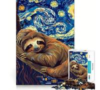 Puzzle da 1000 pezzi "Bradipo nella notte stellata" per adulti, gioco di logica e antistress, taglio preciso, regalo perfetto 38x52cm