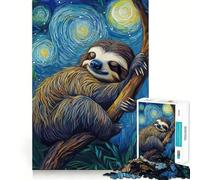 Puzzle da 1000 pezzi Bradipo nella notte stellata per adulti, gioco di logica e stimolazione mentale, antistress, con pezzi di dimensioni precise, 38x52cm