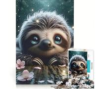 Puzzle da 1000 pezzi "Bradipo sorridente e felice", gioco rompicapo, decorazione per la casa, con pezzi di forma casuale completamente ad incastro 38x52cm