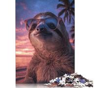 Puzzle da 1000 pezzi "Bradipo sulla spiaggia al tramonto" Puzzle per adulti Puzzle di cartone Puzzle per adulti Regali 38x26 cm/1000 pezzi