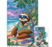 Puzzle da 1000 pezzi "Bradipo sulla spiaggia" per adulti, decorazione artistica da parete e idea regalo di compleanno per amici, ufficio domestico 50x75cm