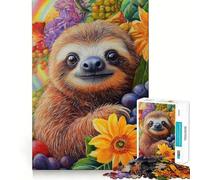Puzzle da 1000 pezzi "Bradipo tra i fiori" per adulti, gioco di logica, per interni, taglio di precisione, regalo prezioso 38x26cm