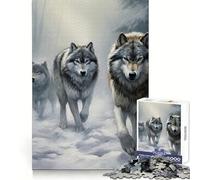 Puzzle da 1000 pezzi "Branco di lupi nella foresta innevata" per adulti, esercizio mentale, relax consapevole, confezione regalo speciale (38x26cm)