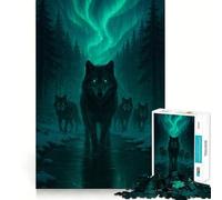 Puzzle da 1000 pezzi "Branco di lupi sotto l'aurora boreale" divertimento e allenamento mentale,pezzi che si incastrano perfettamente,un hobby affascinante per i momenti di svago (50x75cm)