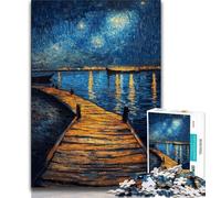 Puzzle da 1000 pezzi "Bridge Under The Night Sky" per adolescenti, antistress per ammazzare il tempo in casa con poster abbinato e foglio di quiz, 38x26cm