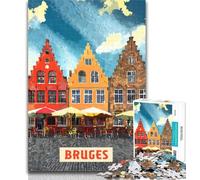Puzzle da 1000 pezzi Bruges Puzzle da 1000 pezzi per adolescenti, arte a carboncino per uccidere il tempo in casa per la decorazione della casa 26x38cm