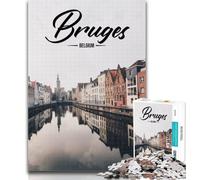 Puzzle da 1000 pezzi Bruges Puzzle da 1000 pezzi per adolescenti, arte a carboncino per uccidere il tempo in casa per la decorazione della casa 26x38cm
