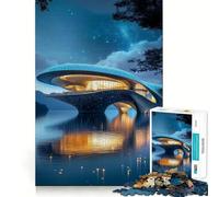 Puzzle da 1000 pezzi Brutalismo Casa sull'acqua Incastro perfetto Arte Stimolante per la mente Gioco per il riposo Decorazione murale natalizia (38x26cm)