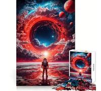 Puzzle da 1000 pezzi Buco Nero Astronauta Spaziale per Adolescenti Potere Mentale Attività Tempo Libero Bordi Uniformi (50x75cm)