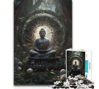 Puzzle da 1000 pezzi Buddha Jungle Statue Rompicapo Giochi per famiglie Modello di assemblaggio Regalo per compleanni 50x75cm (1000 pezzi)
