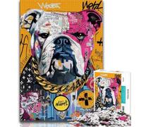 Puzzle da 1000 pezzi Bulldog Doodle per adolescenti, antistress, sfida difficile, arredamento e regali unici per la casa (75x50cm)