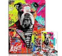 Puzzle da 1000 pezzi Bulldog Doodle per adulti e adolescenti, giochi educativi, decorazioni per la casa, ideale come regalo per tutta la famiglia (38x26cm)