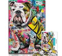 Puzzle da 1000 pezzi Bulldog Doodle per adulti e adolescenti, giochi educativi, decorazioni per la casa, ideale come regalo per tutta la famiglia (38x26cm)
