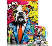 Puzzle da 1000 pezzi Bulldog Doodle Puzzle da 1000 pezzi per adolescenti e adulti pezzi completamente interconnessi e di forma casuale (38x26cm)