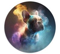 Puzzle da 1000 pezzi Bulldog Nebula Puzzle rotondi da 1000 pezzi per adulti Regalo perfetto per le feste di Natale, Halloween, Pasqua, Capodanno 67,5x67,5 cm
