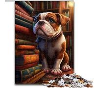 Puzzle da 1000 pezzi "Bulldog on The Book", puzzle per adulti, 1000 giochi interattivi per famiglie, decorazioni fai da te per la casa, stimolante rompicapo regalo (dimensioni 50x75cm)