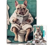 Puzzle da 1000 pezzi "Bulldog on The Toilet" per adolescenti, regalo per antistress, sfida difficile, migliora l'amore tra coppie, 50x75cm