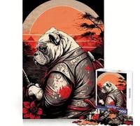 Puzzle da 1000 pezzi Bulldog Samurai Giappone per adulti, stimolante per la mente, per il tempo libero e la consapevolezza, con incastri precisi, ideale come regalo di Natale (38x26cm)