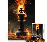 Puzzle da 1000 pezzi "Burning Chess King" per adulti, stimolante per la logica, facile da assemblare e rilassante, con assemblaggio sicuro Un regalo perfetto (38x26cm)