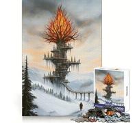 Puzzle da 1000 pezzi "Burning Tree City" per adulti, stimolante per la logica, rilassante e piacevole, con incastro perfetto, ideale come regalo di Natale (50x75cm)