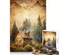 Puzzle da 1000 pezzi "Cabin in the Woods Rainy Day" per adulti, ideale per il benessere mentale, il sollievo dallo stress, il divertimento e la precisione Regalo di Natale (38x26cm)