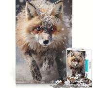Puzzle da 1000 pezzi "Caccia invernale alla volpe rossa nella neve" gioco pratico interazione genitore-figlio collezione d'artista opera d'arte 38x26cm