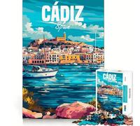 Puzzle da 1000 pezzi Cadice Spagna Gioco con bordi perfetti Gioco cognitivo Gioco lento Divertente Decorazione natalizia artistica (38x52cm)