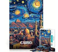 Puzzle da 1000 pezzi,Cairo,Egitto,Notte stellata,con bordi perfetti,gioco cognitivo divertente,gioco lento,decorazione natalizia (38x52cm)