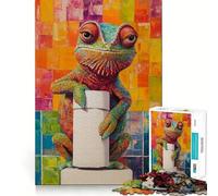Puzzle da 1000 pezzi Camaleonte con carta igienica Taglio liscio Gioco creativo Giocattolo rilassante Regalo di Natale per il tempo libero (38x52cm)