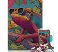 Puzzle da 1000 pezzi "Camaleonte con gli occhiali" per adolescenti, regali, aiuta il cervello ad allenarsi, giocattoli avvincenti per coltivare la pazienza, adatti alle coppie, 38x26cm