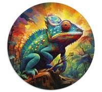 Puzzle da 1000 pezzi "Camaleonte", gioco rompicapo rotondo in cartone, gioco interattivo per famiglie, adatto dai 14 anni in su (67,5x67,5 cm)