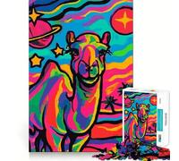 Puzzle da 1000 pezzi "Cammello psichedelico nello spazio" per adulti ideale per stimolare la memoria e creare un'atmosfera rilassante con un motivo che fa la lista dei desideri di Babbo Natale 38x52cm