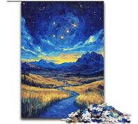 Puzzle da 1000 pezzi "Campagna sotto il cielo notturno" per adulti e adolescenti, modelli da assemblare, attività divertenti da fare a casa, regalo di compleanno, regali da viaggio (26x38cm)