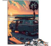 Puzzle da 1000 pezzi "Campeggio al mare" in legno, idea regalo per le vacanze, opera d'arte umoristica, opera d'arte dettagliata 50x75cm per compleanno, festa, Natale, Halloween