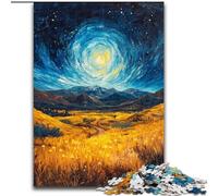 Puzzle da 1000 pezzi "Campi di riso sotto il cielo notturno" per adolescenti, interessante gioco di interazione genitore-figlio per ridurre lo stress (dimensioni 50x75cm)