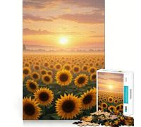 Puzzle da 1000 pezzi "Campo di girasoli al tramonto" per adolescenti, gioco stimolante e divertente, ideale per il relax, con taglio preciso, perfetto come regalo di Natale 38x26cm
